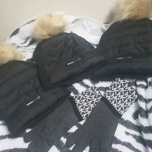 3 SwissTech hats and 1 pair authentic MK gloves